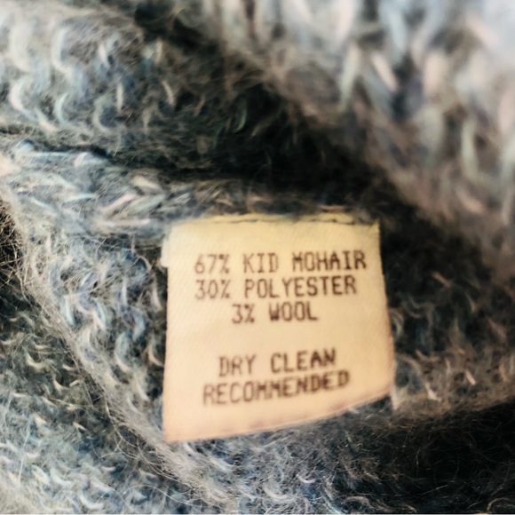 Margaret O'Leary Light Blue Mohair Wool Blend Knit Cowl Neck Sleevless Sweater - Picture 5 of 6